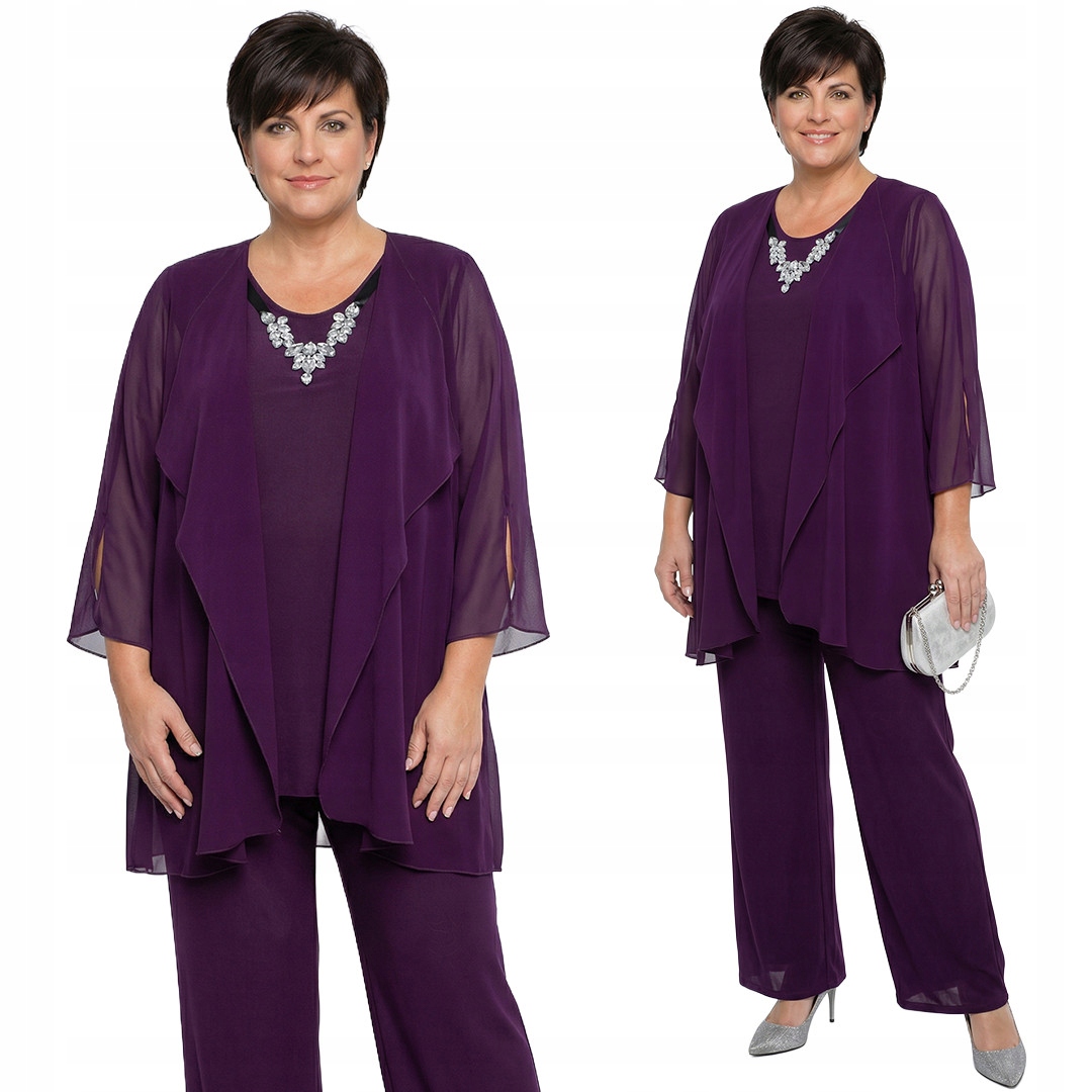 Švestkový komplet s náhrdelníkem plus size velikost 56