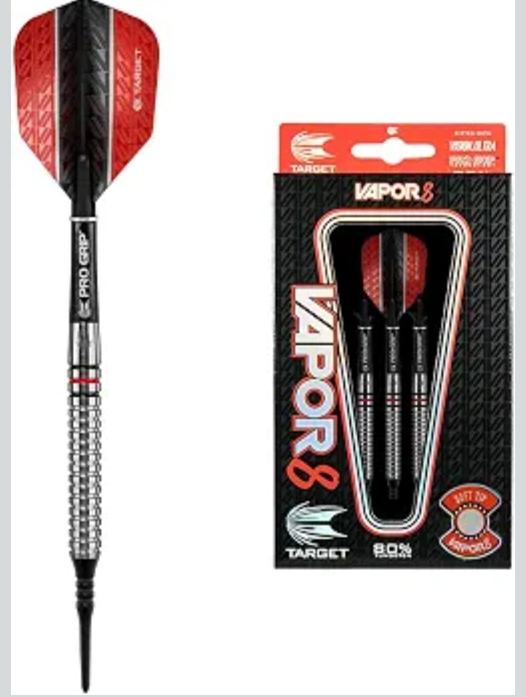 Target Darts Zestaw rzutek Vapor 8 80% wolframu z miękka końcówka
