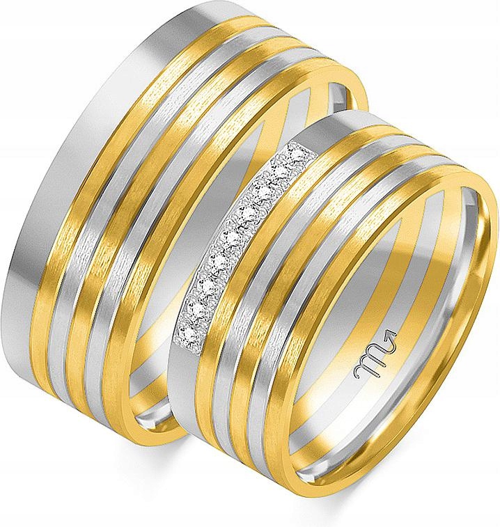 Zlatý prsten se zirkony 14K 585 vel. 29 30 31 na svatba pro mladý pár 1