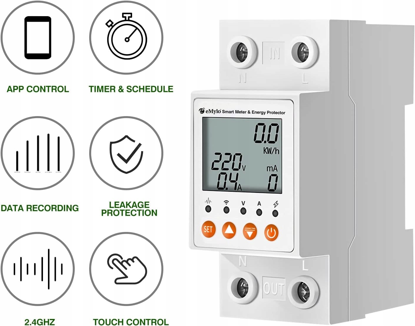 Vypínač 16A, digitální jednofázový elektroměr 90-250 V