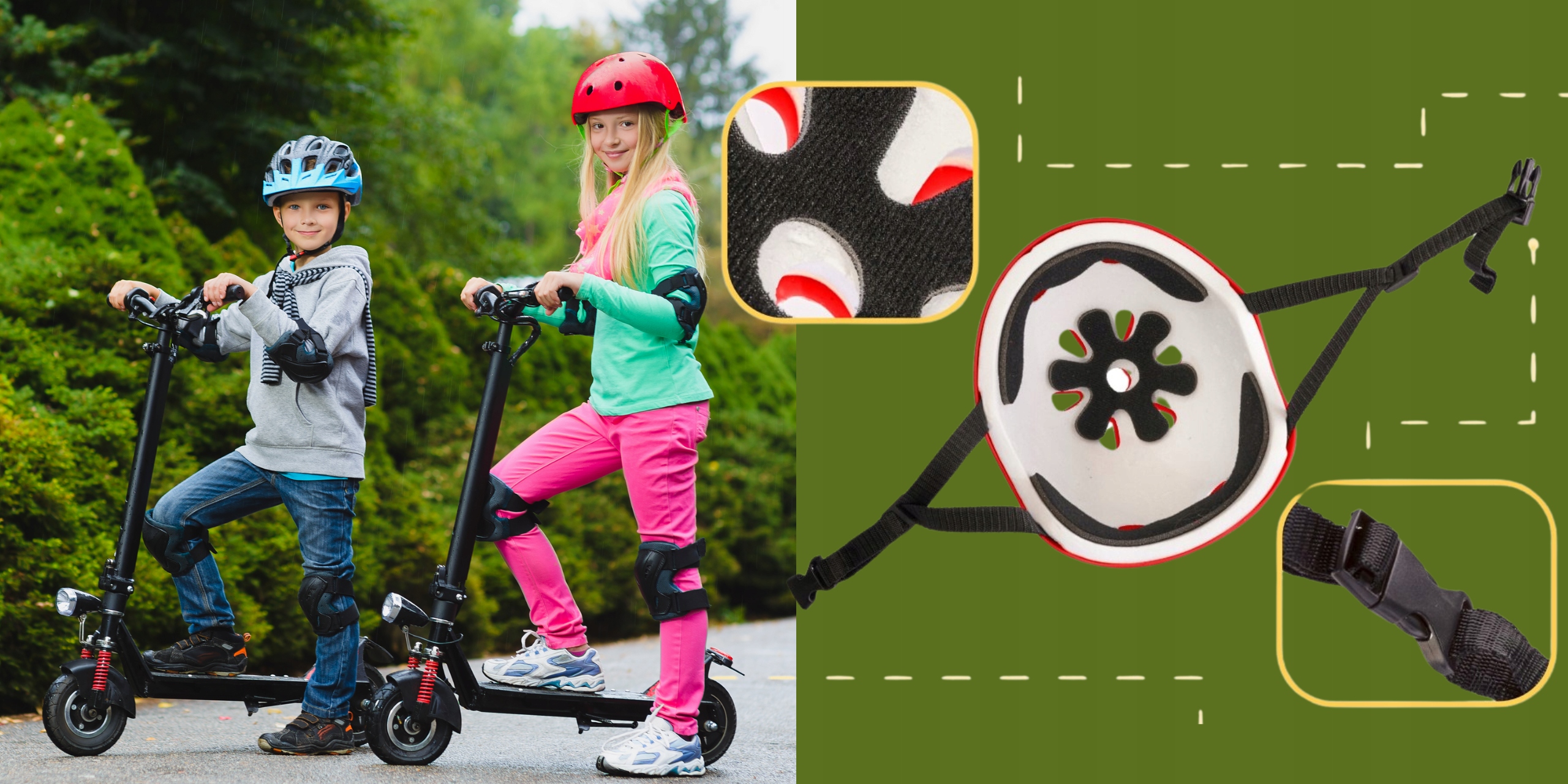 Czerwony Kask Ochraniacze Komplet dla Dzieci na Hulajnoge Rolki Rower Marka Kik