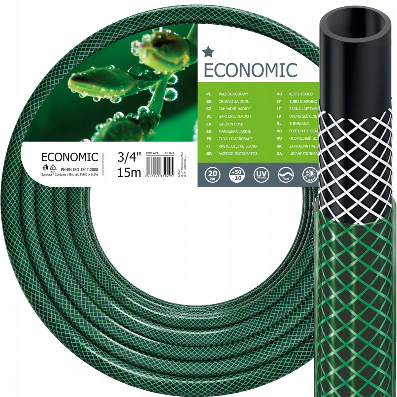 

Wąż Ogrodowy do Wody 3/4" 15m Mocny Zielony