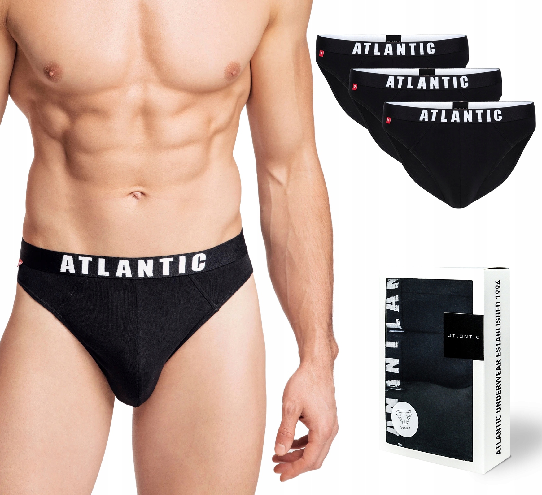 Atlantic 3MP-094 slipy Sport černé 3-PAK L