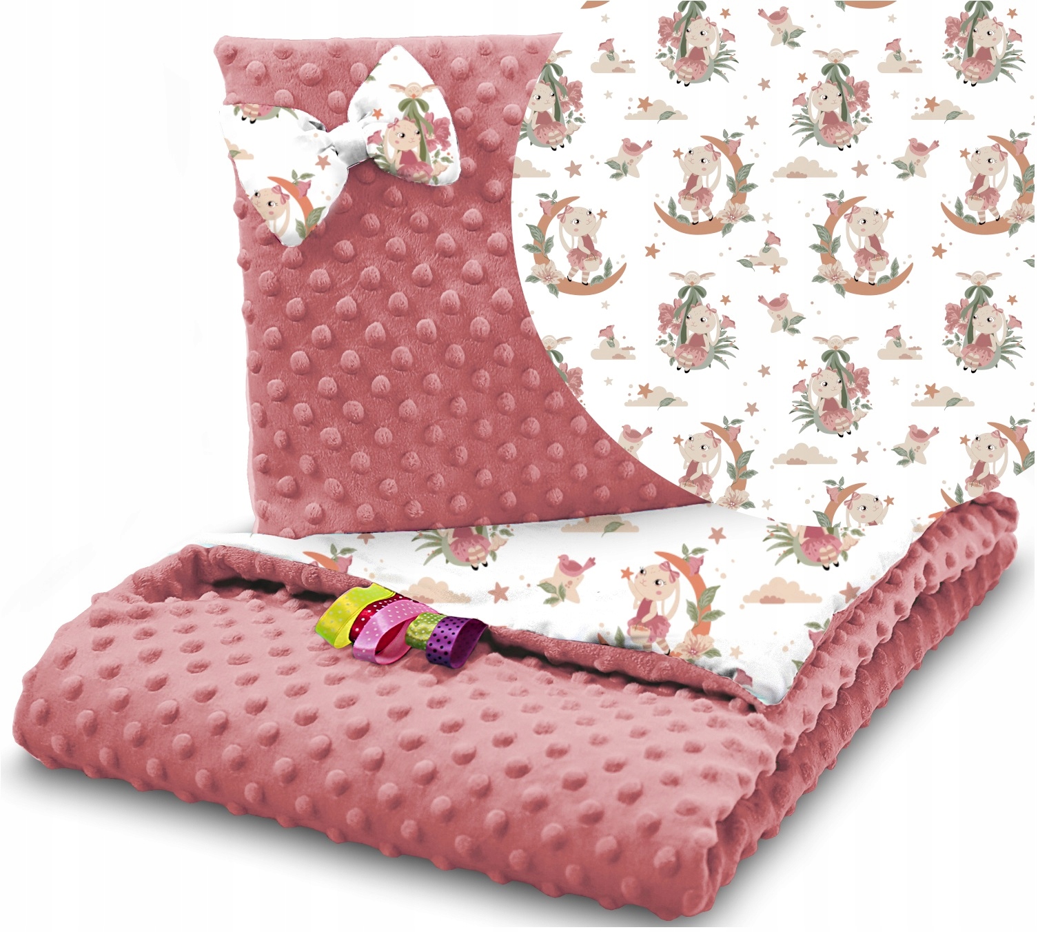 KOCYK MINKY 75x100 cm KOŁDERKA + PODUSZKA OTULACZ KOMPLET BABYMAM