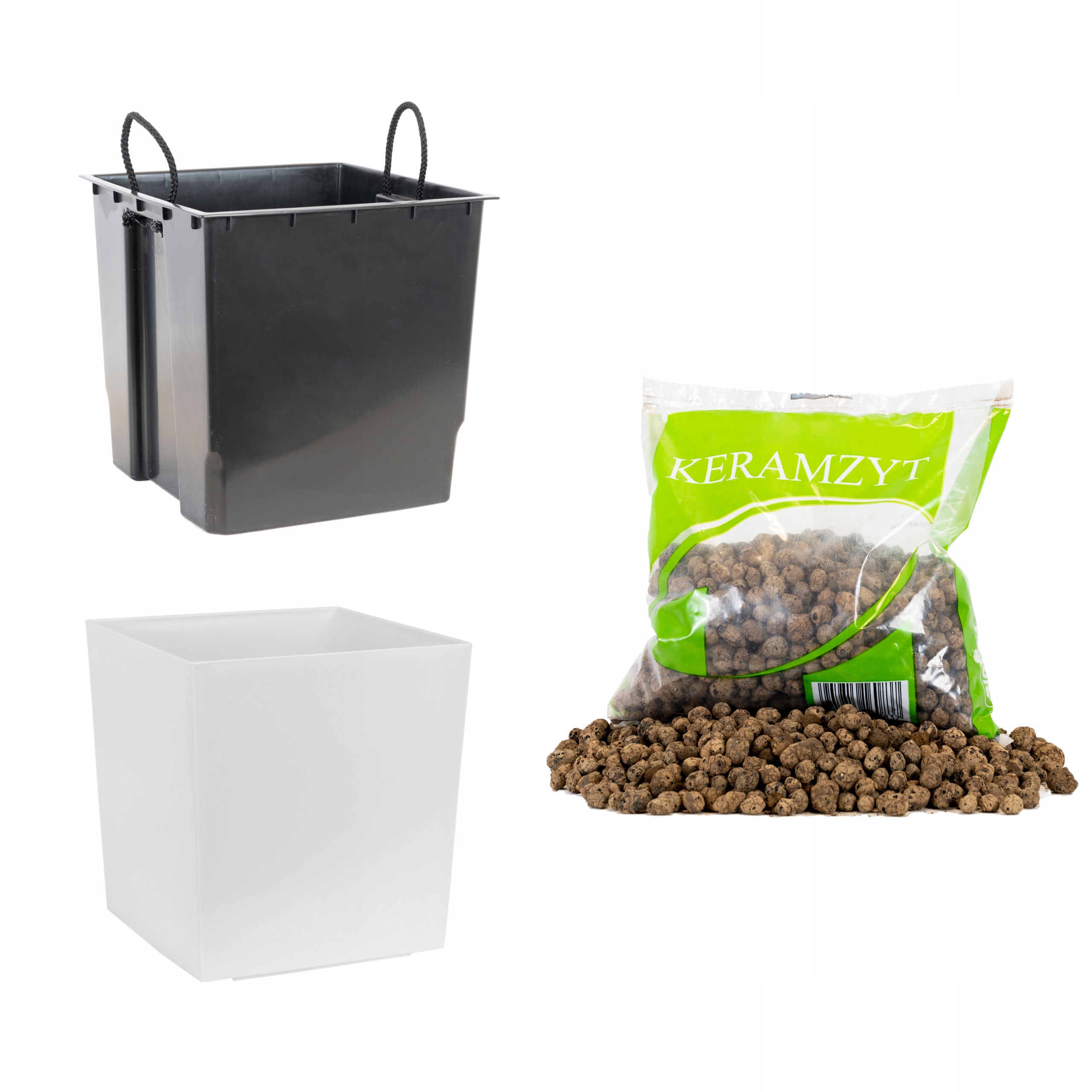 

Doniczka plastikowa z wkładem 40x40cm biała