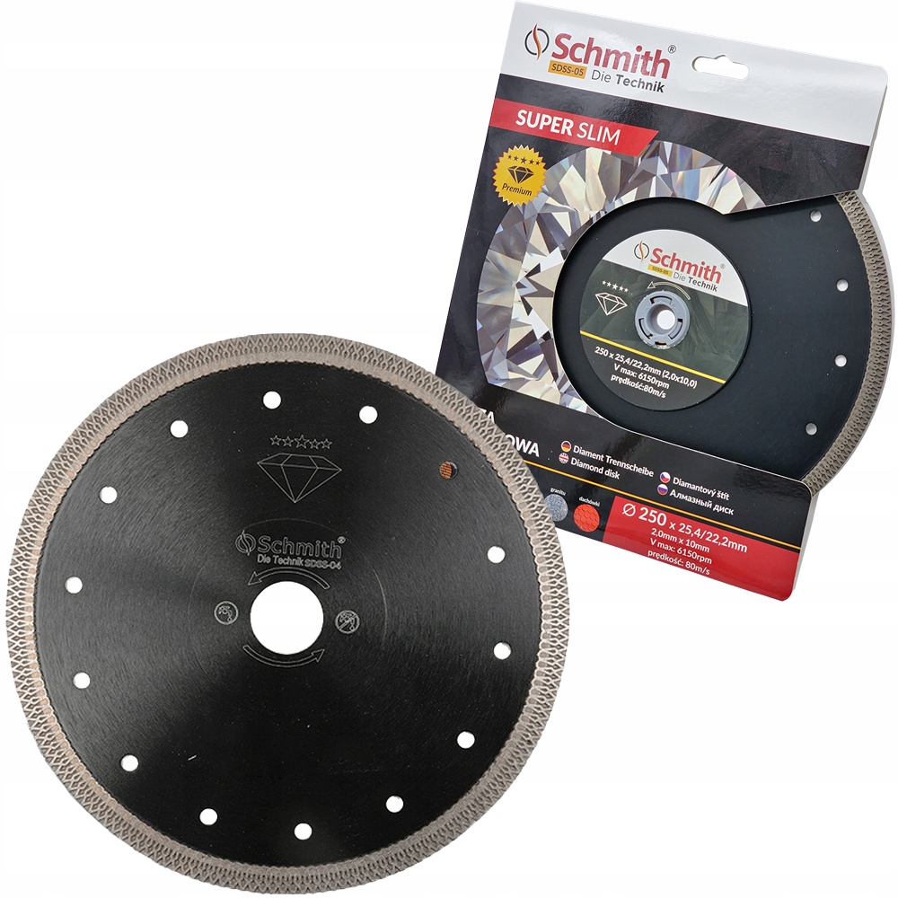 Schmith Tarcza diamentowa 250x25,4x2,0 mm do gresu glazury marmuru SDSS-05