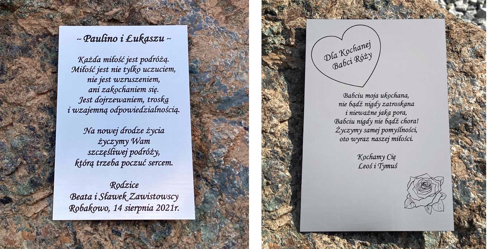 Grawerowanie na tabliczce grawer dedykacja 5x5 Rodzaj tablicy grawerowane