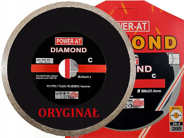 

Tarcza diamentowa 200x25,4 do płytek kafli glazury