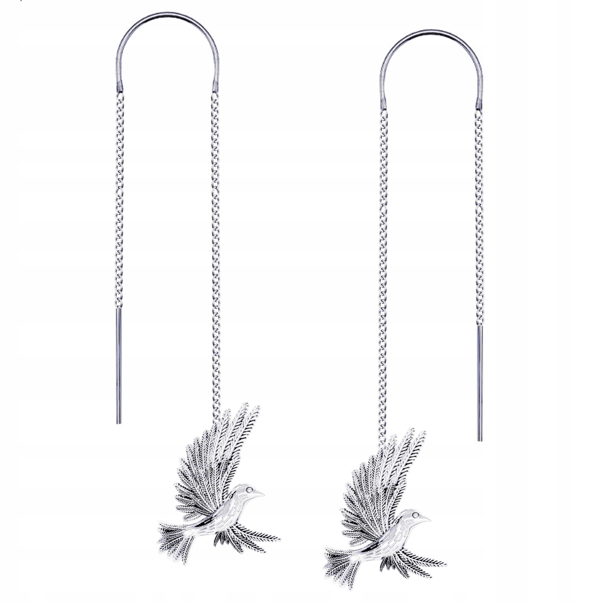 Kolibřík Stříbrné náušnice provlékací provlékací stříbro 925 Symbol radosti