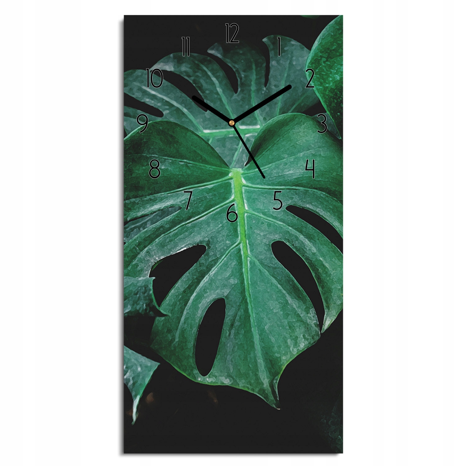 monstera list rosa horizontální kuchyňské hodiny 30x60