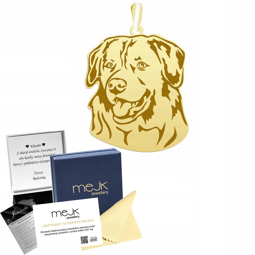 Zlatý přívěsek z Nova Scotia Duck Tolling Retriever 925 Dárek Gravírování