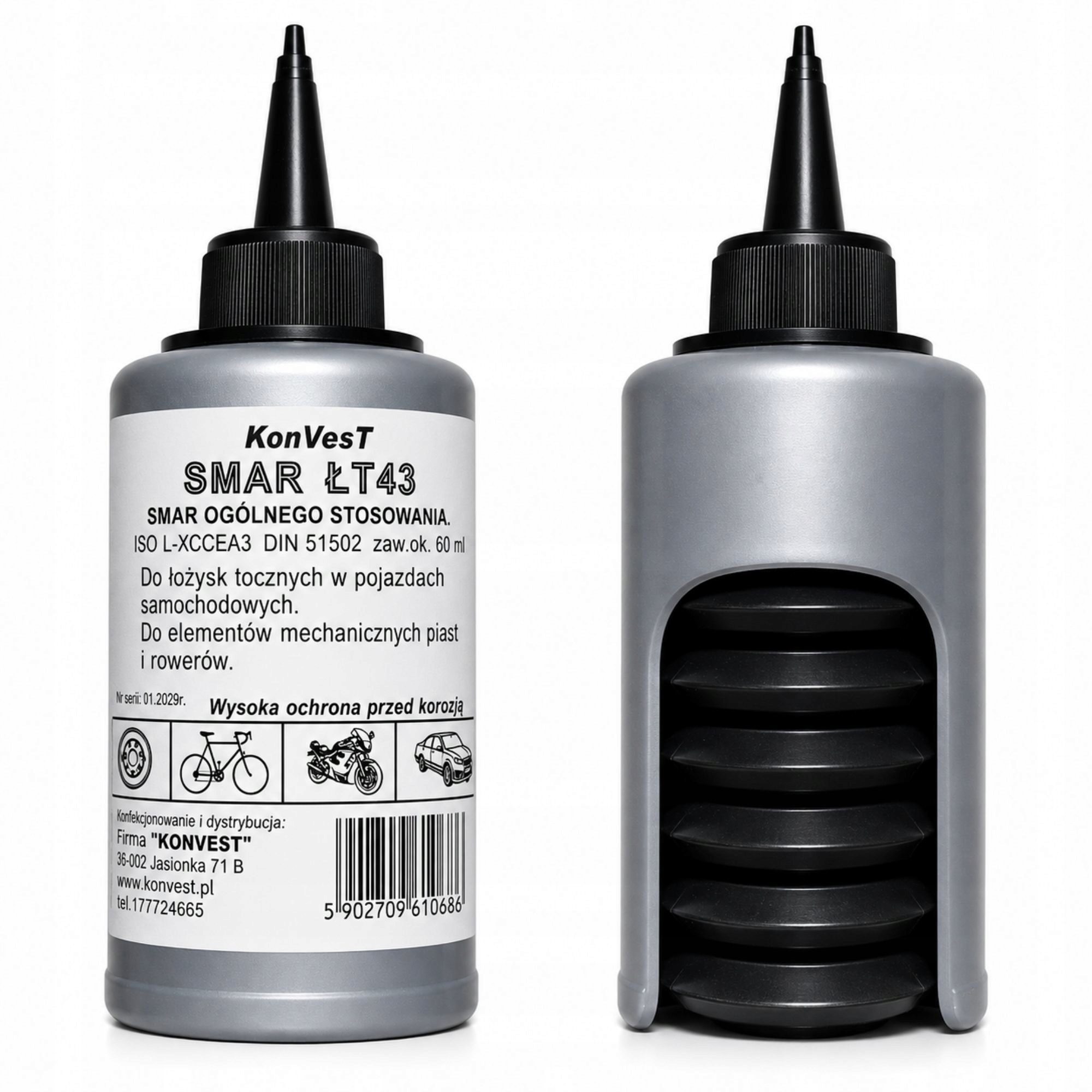 Smar ŁT-43 litowy łożyskowy mały z aplikatorem KonVesT 60 ml