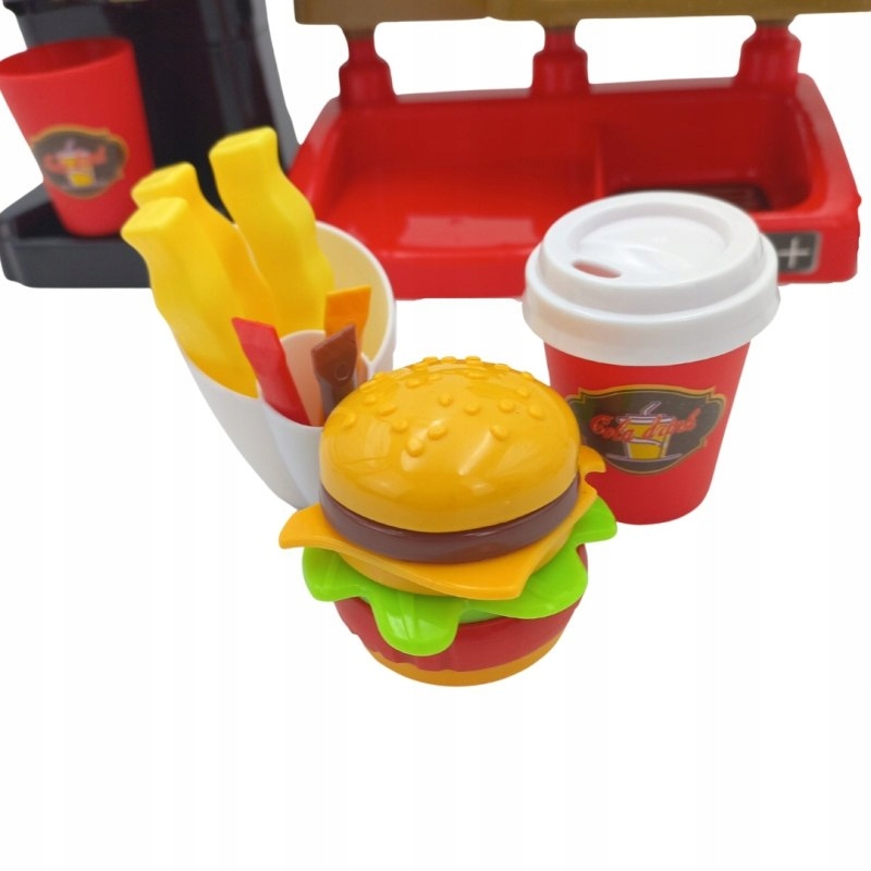 SKLEP RESTAURACJA MAŁY KASJER SPRZEDAWCA KASA FAST FOOD BURGERY PREZENT 3+ Baterie 2 x 1,5V AA