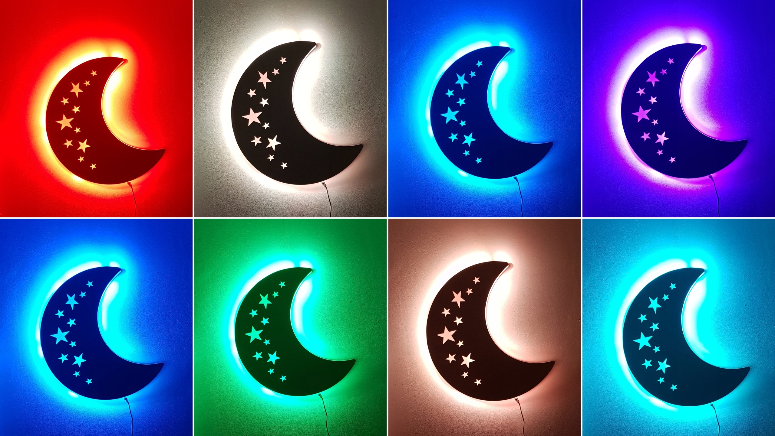 LAMPKA KSIĘŻYC z gwiazdkami nocna LED SIECIOWE KOLORY pilot taśma led Marka bez marki