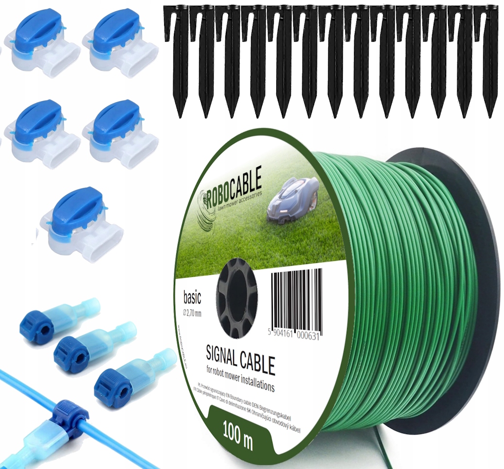Kabel pro omezení robotické sekačky Sada 100 m Robocable kolíky