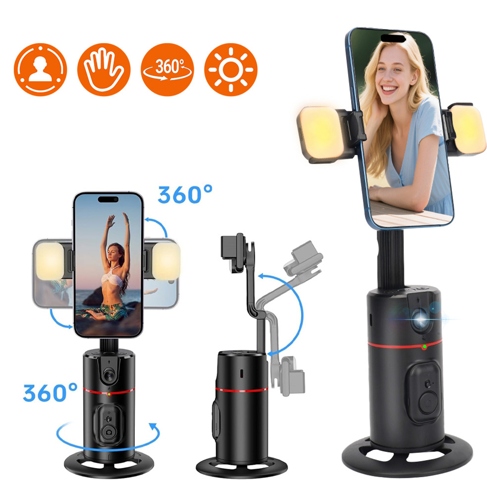 Gimbal Otočný držák na telefon Sledovací stativ se světelnou výplní