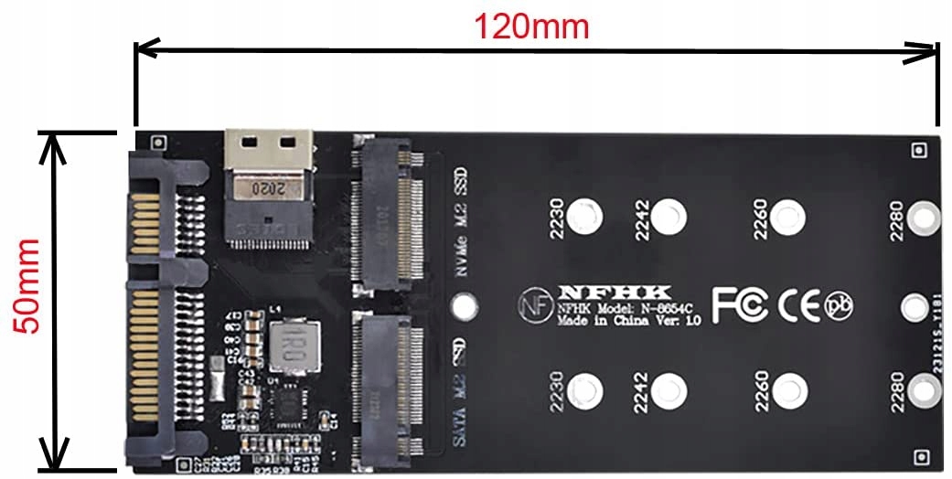 

Adapter Sata NVMe M.2 Ngff Ssd SFF-8654 do serwera