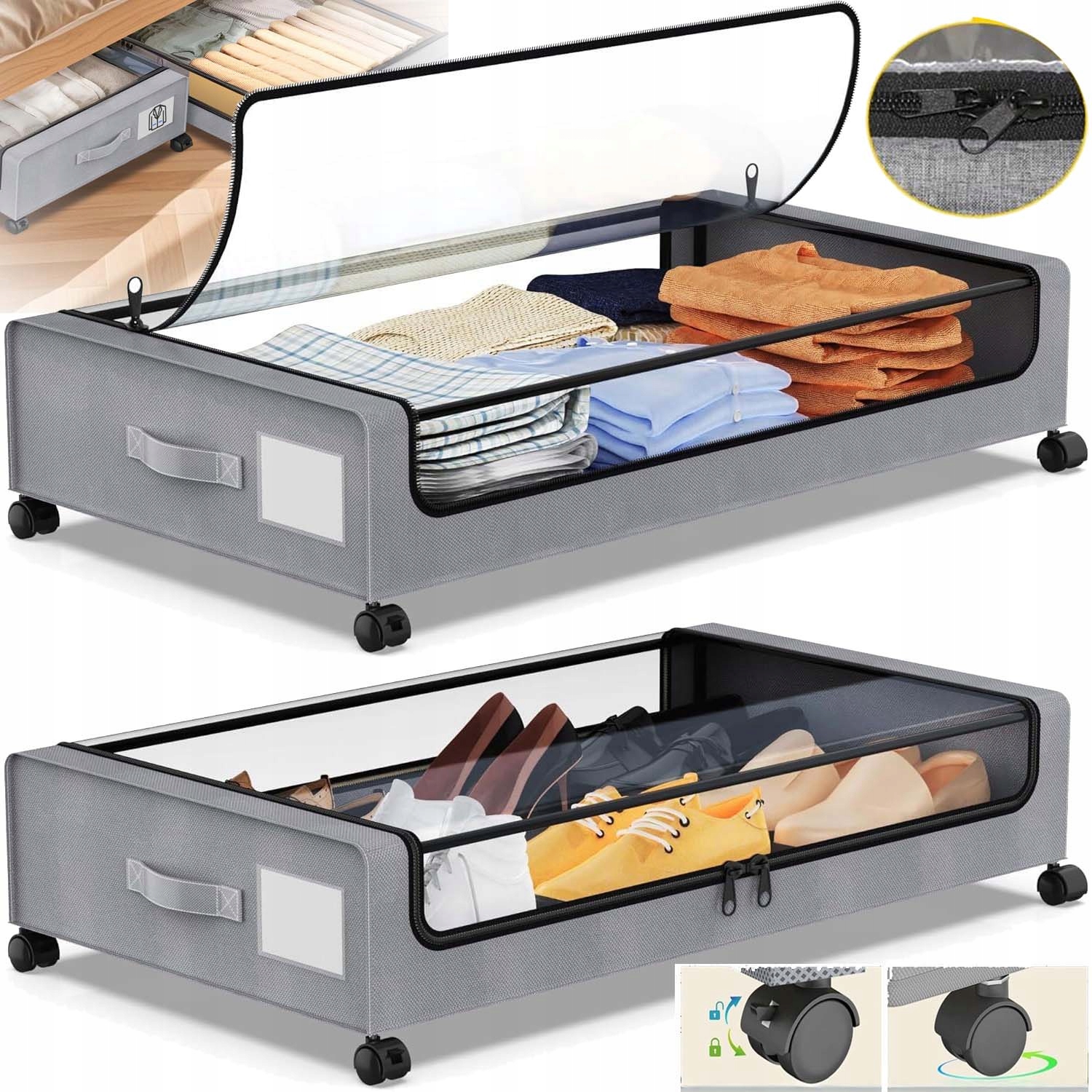 Organizér Kontejner Krabička Zámek Vyztužený Pro Skladování Oblečení 2KS