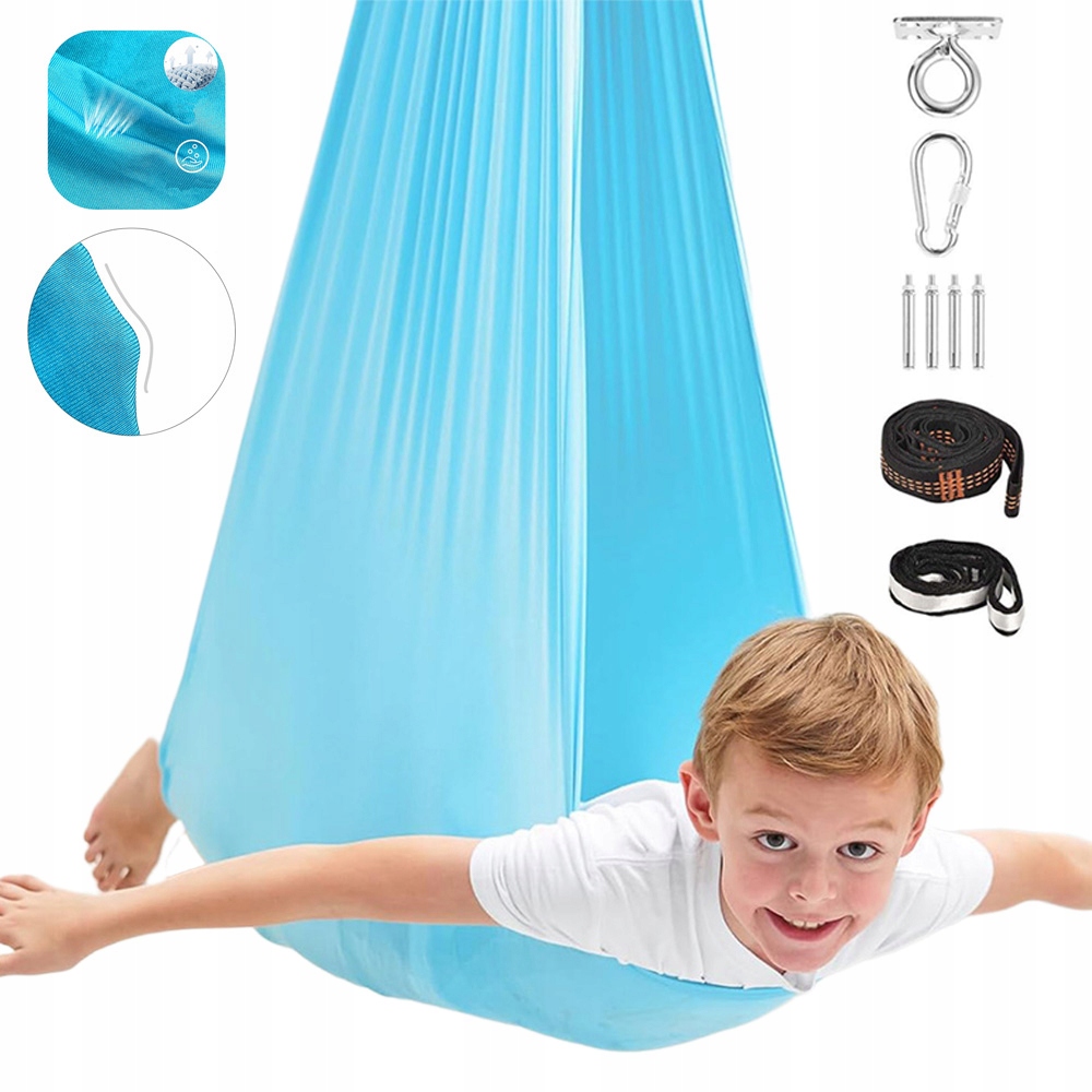 Houpačka Pro Děti Houpací Síť Senzorický Šátek Akrobatická Šerpa Modrá