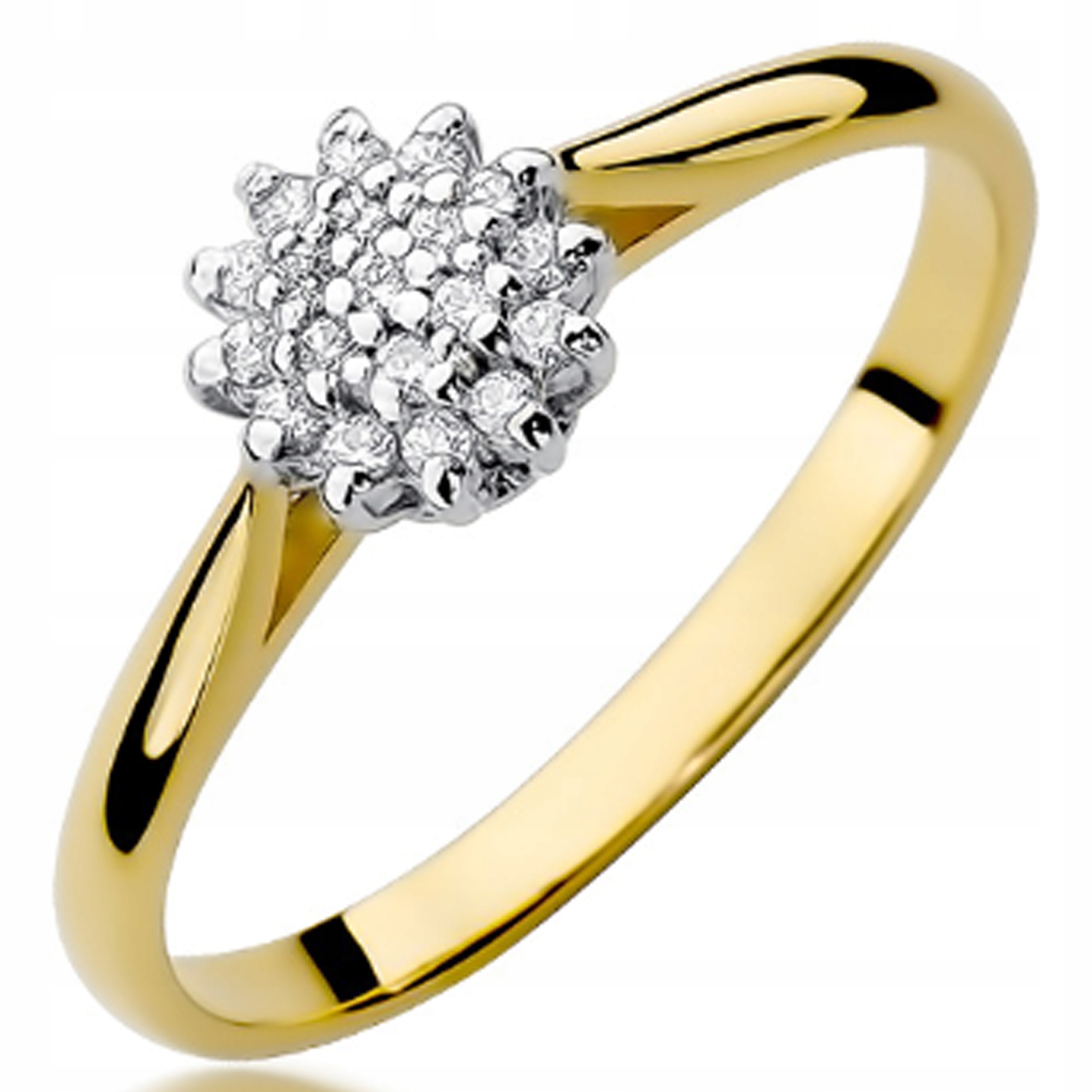 Efektní prstýnek ve zlaté barvě 585 zdobený diamanty pro zásnuby, r14, módní