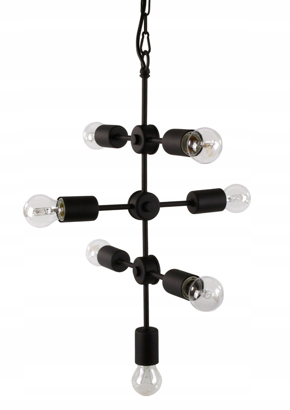 Retro závesná lampa kovová čierna na 7 žiaroviek