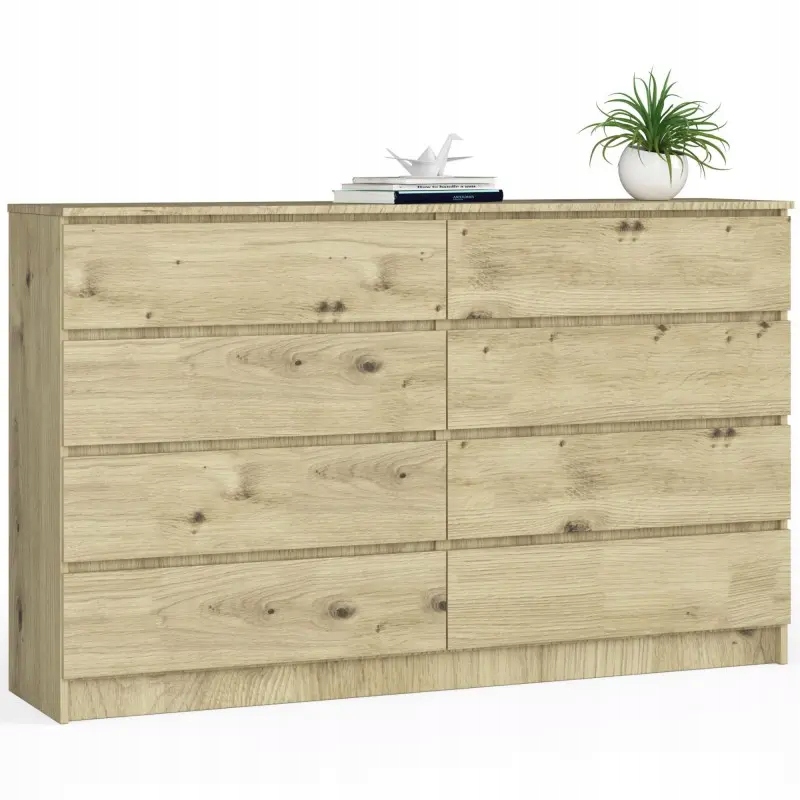 Nowoczesna komoda 160 dąb artisan 8 szuflad