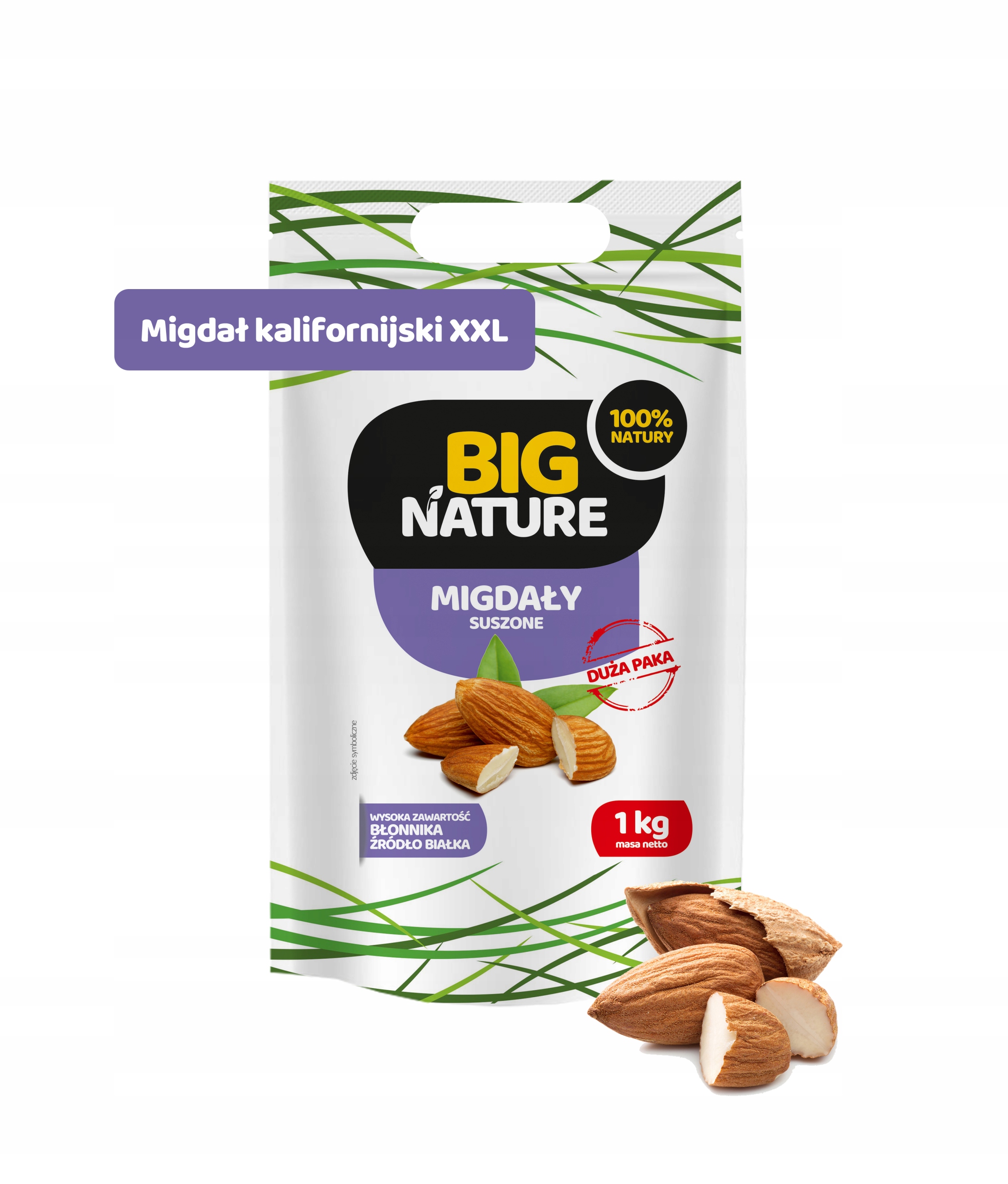 Migdały 1kg Duża Paka - BIG NATURE — 3