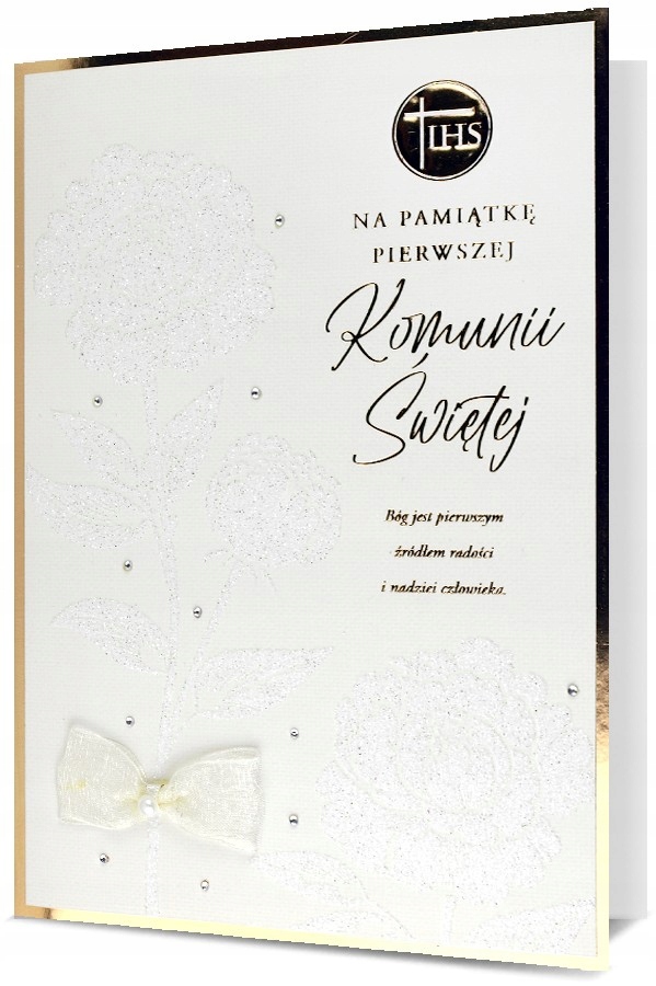 

Kartka Komunijna skrząca się brokatem cudna H2844