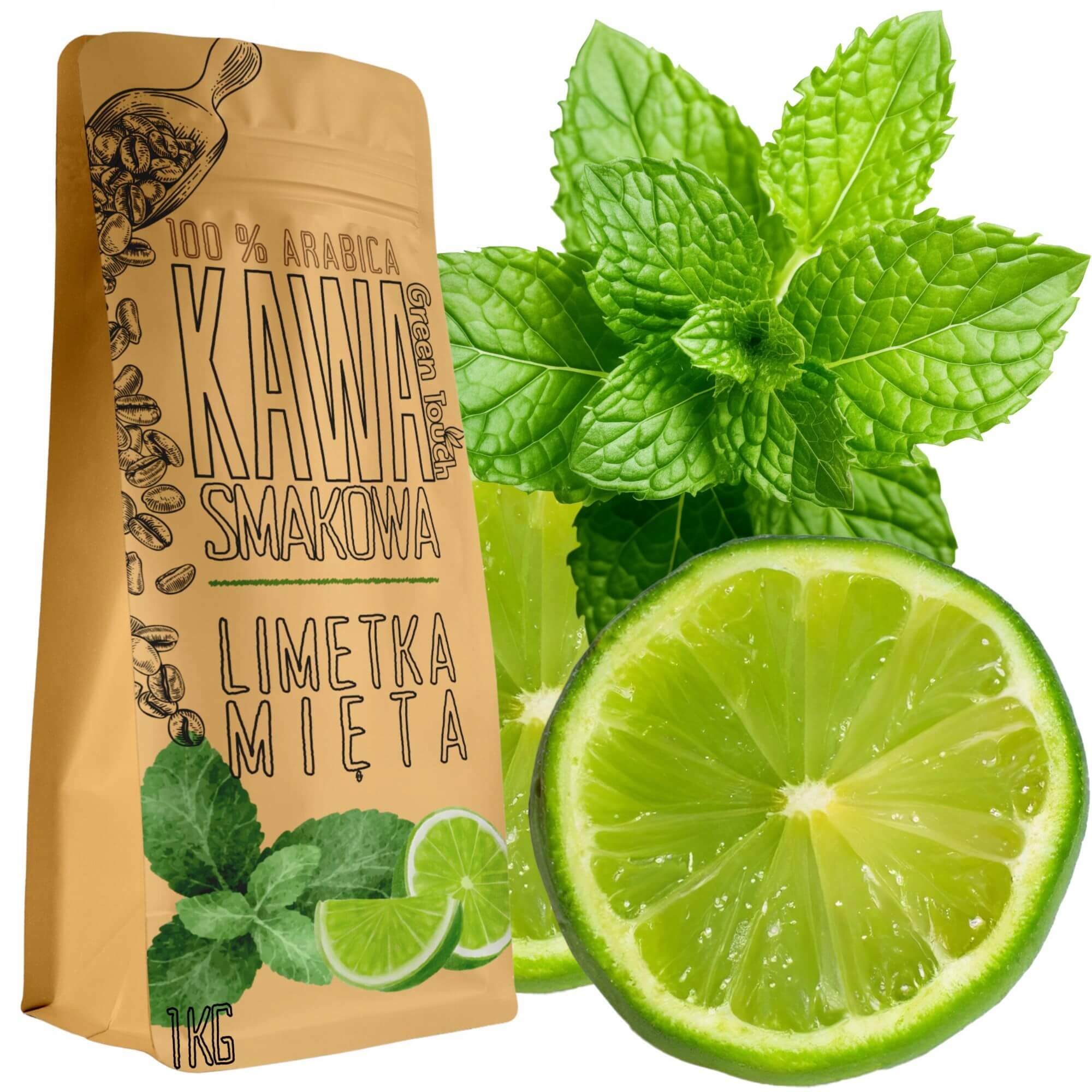 Mletá Káva s příchutí Limetka S Mátou, mátová limetka 1 kg Green Touch