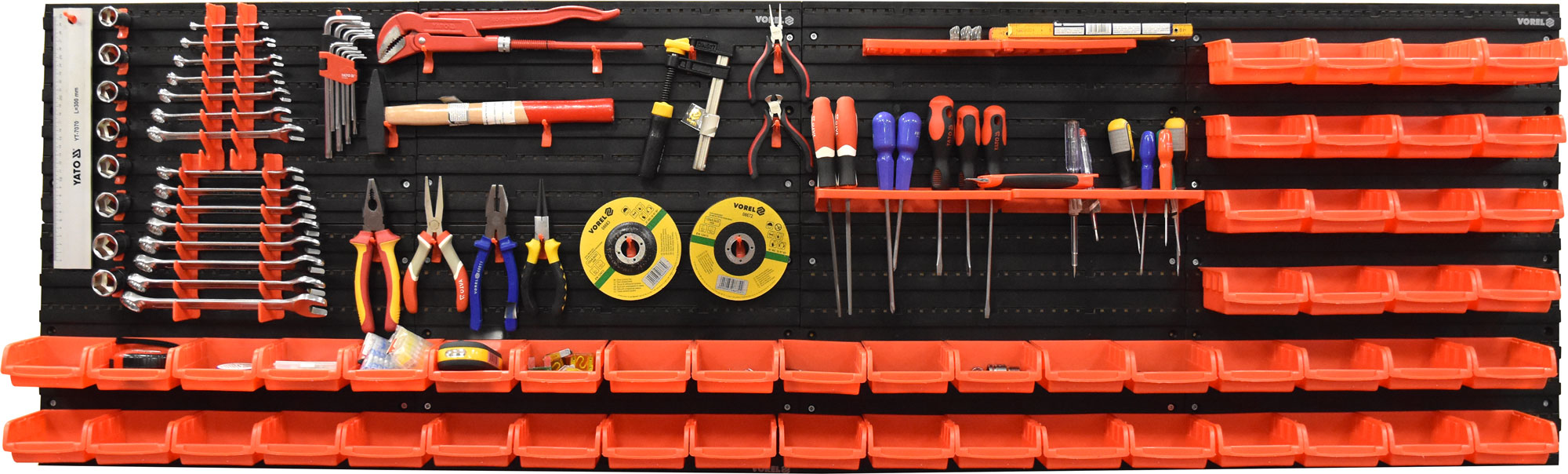 TABLICA NARZĘDZIOWA WARSZTATOWA POJEMNIKI 190x54cm