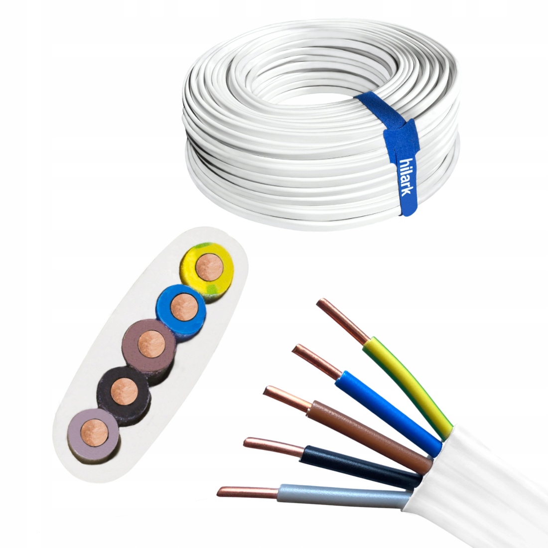 Elektrický inštalačný kábel YDYp 5x4 450/750V biely 200 m