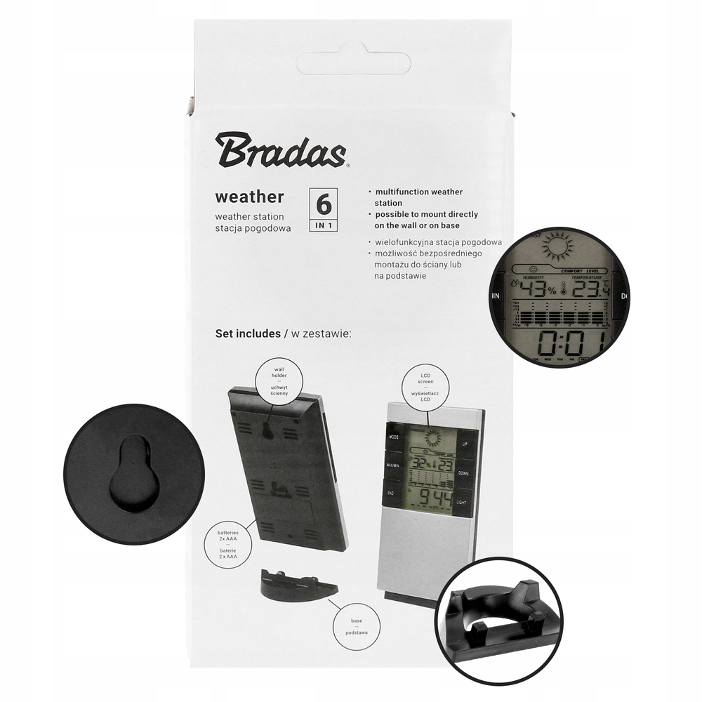 Stacja Pogodowa BEZPRZEWODOWA Termometr WEWNĘTRZNY Pokojowy Elektroniczny Model WL-M22