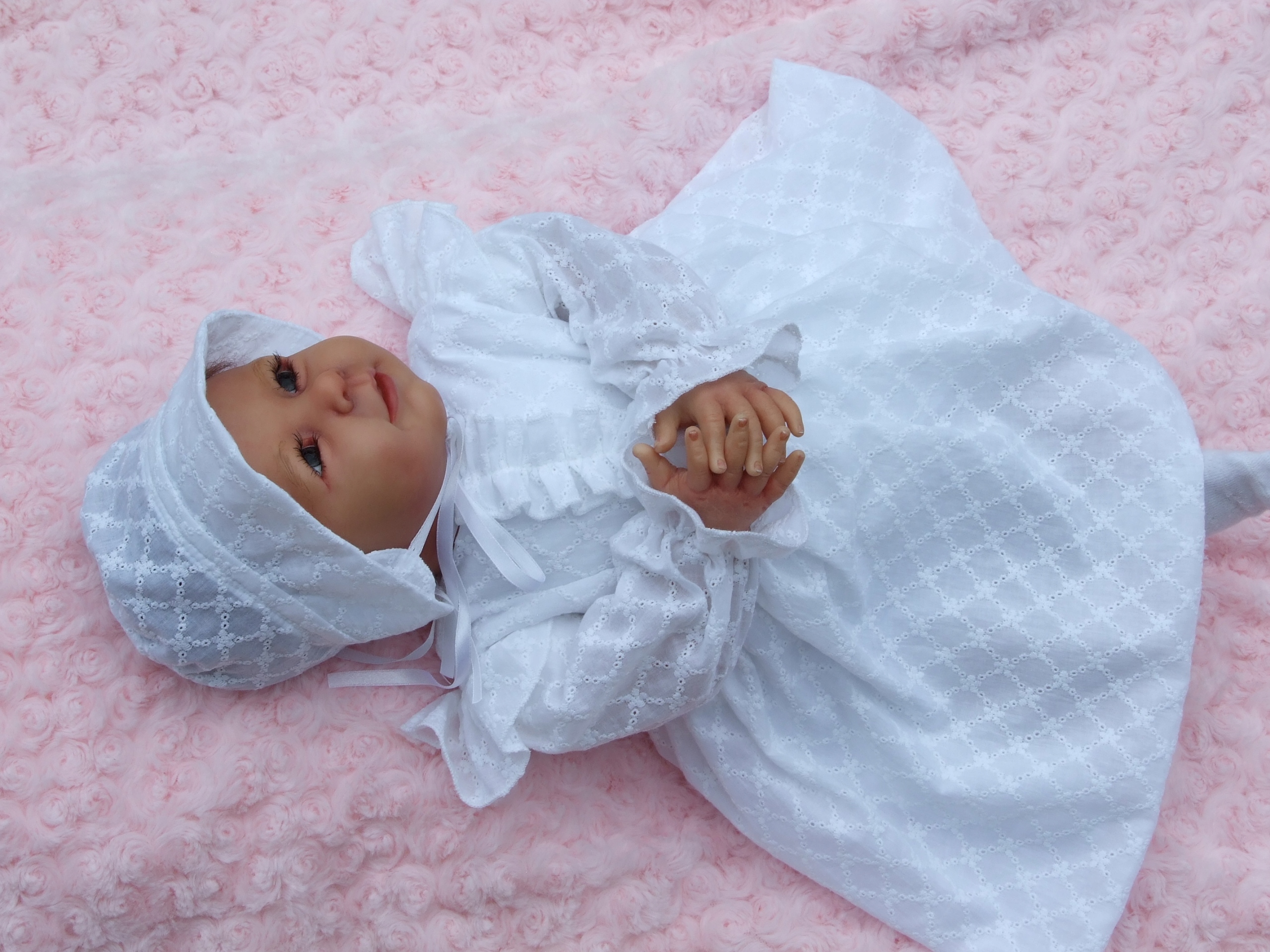 Odzież do CHRZTU- Sukienka bawełniana haftowana 74r Rozmiar 74