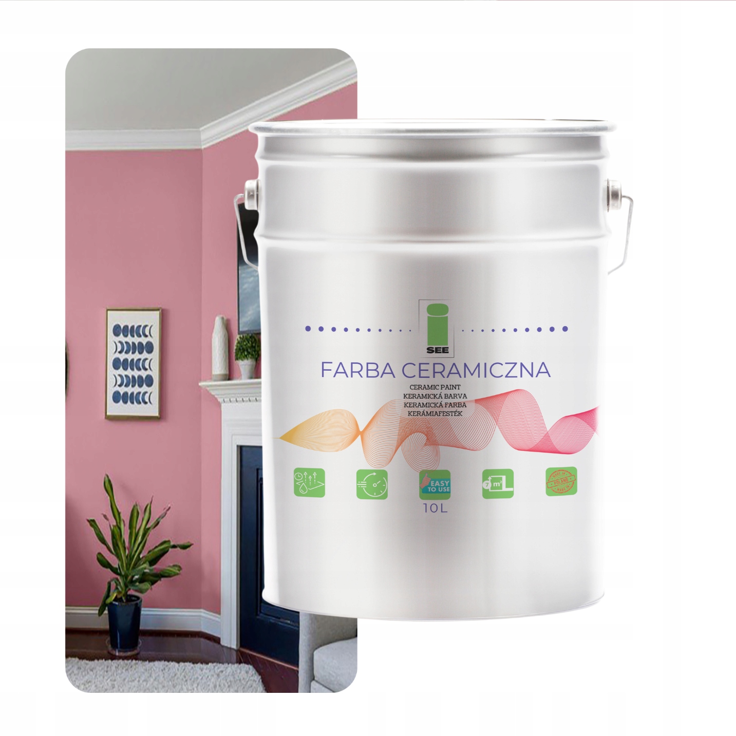 Keramická Umývateľná Nástenná Farba Na Steny Ružová Svetlá 10 L, Odolná Voči Škvrnám