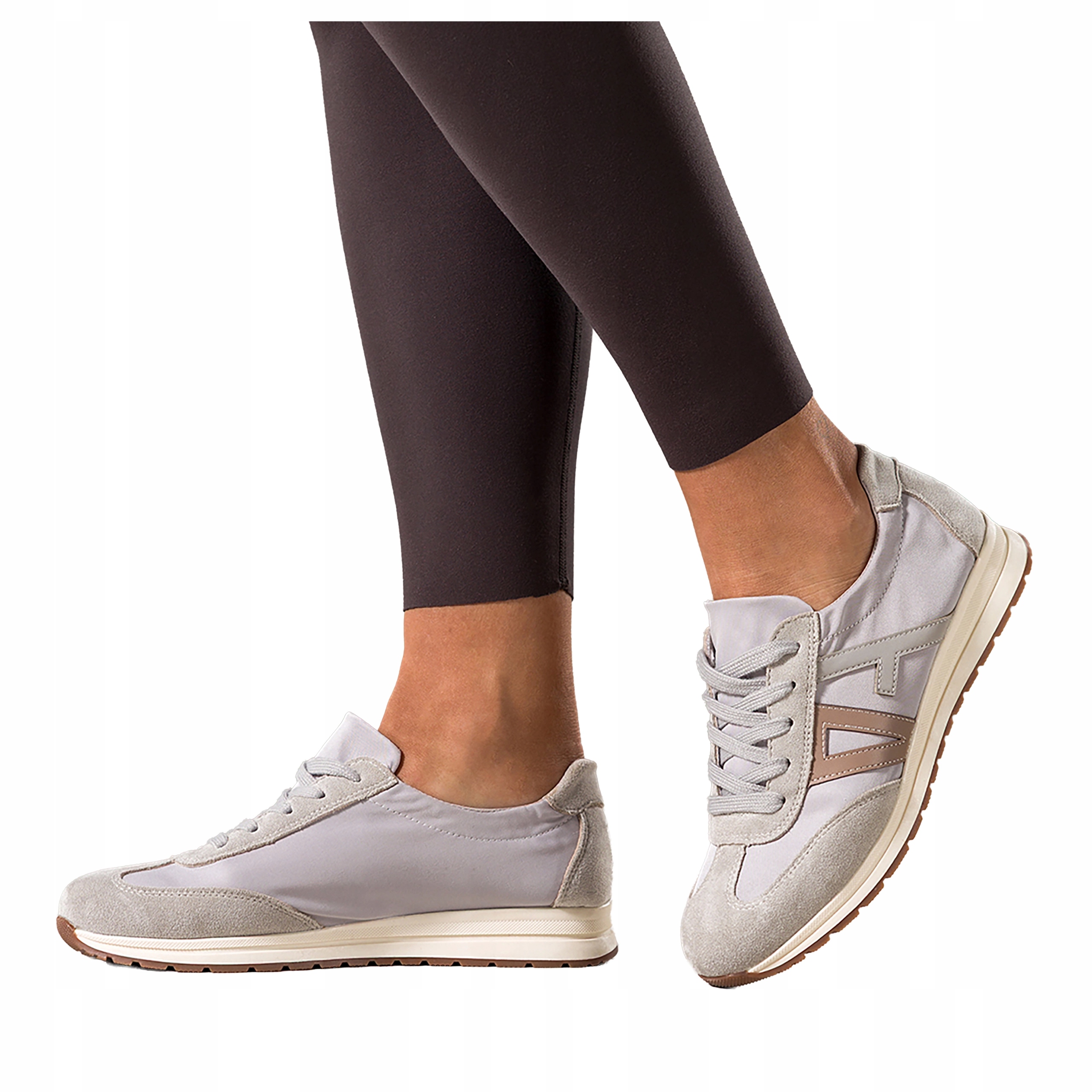 Sneakersy Šedé Dámské Sportovní Béžové Šněrovací Vložky Pohodlné r 37