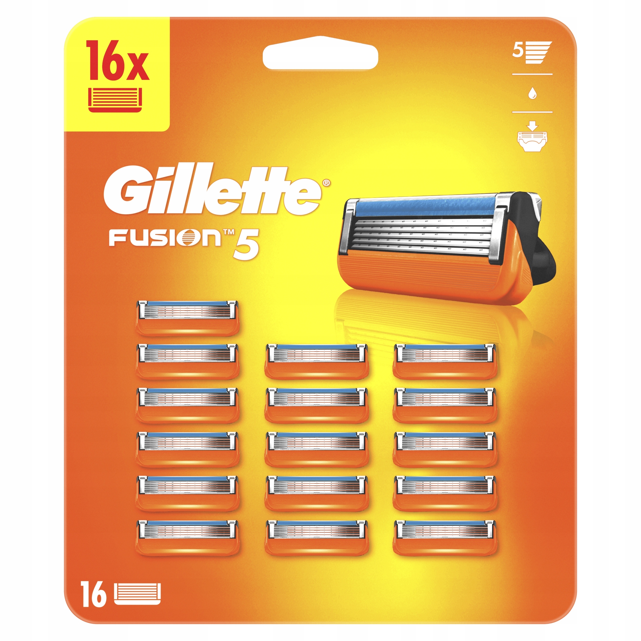 Gillette Fusion5 Náhradné čepele do holiaceho strojčeka pre mužov, 16 ks