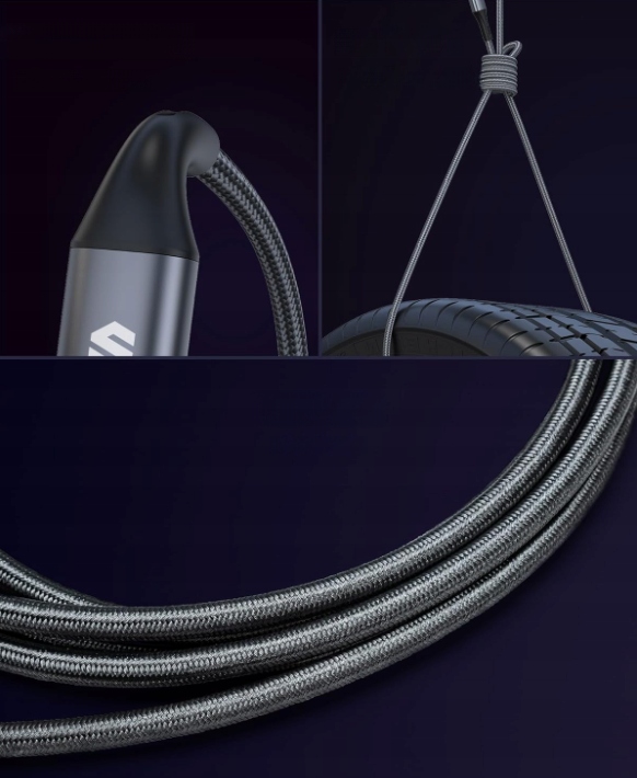 KABEL SILKLAND USB-C PD3.1 QC4.0 240W 480MB/S OPLOT 2M SZARY Złącza USB typ C - USB typ C