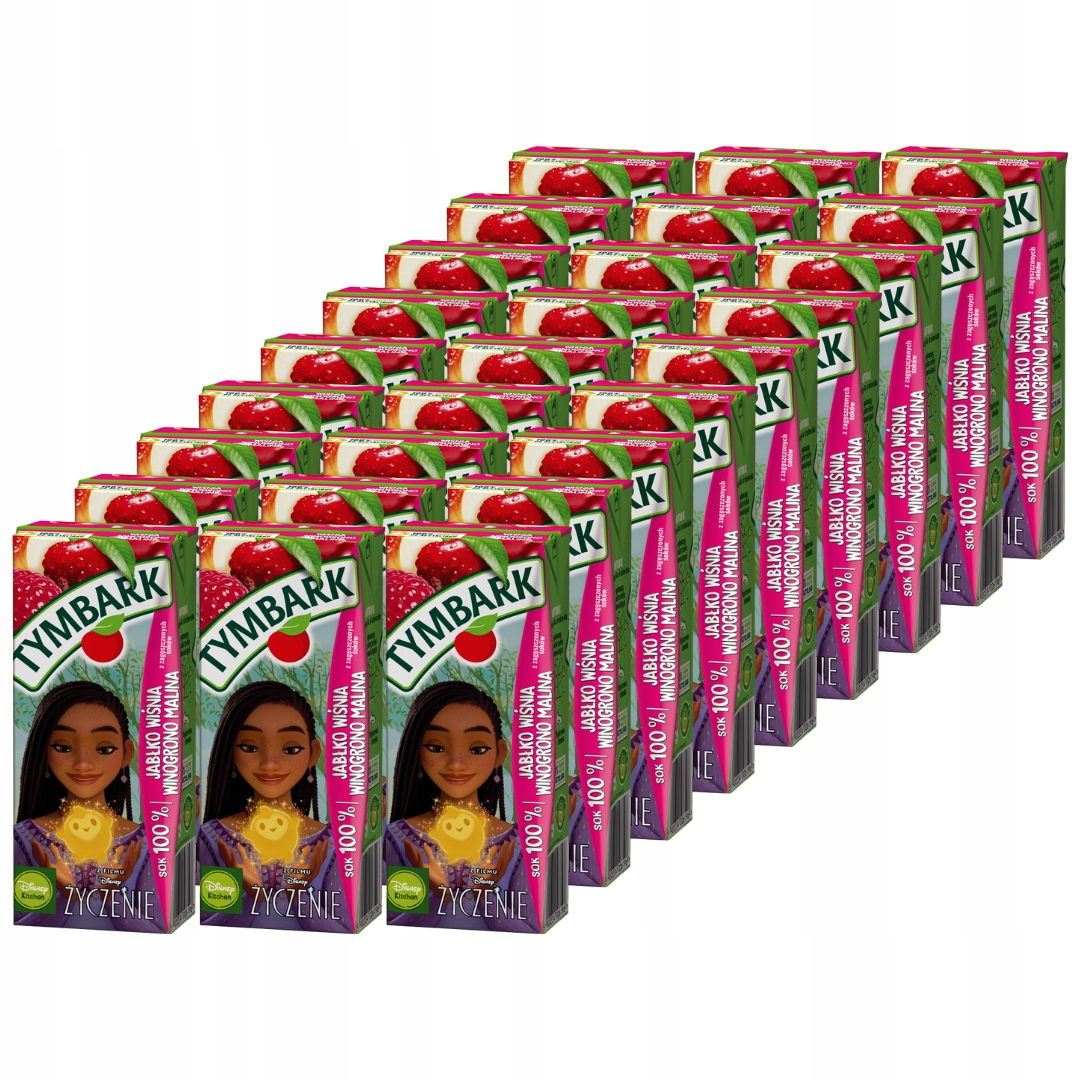 Levně Tymbark Šťáva 100% malina jablko višeň hroznové víno 200 ml x 27 kusů