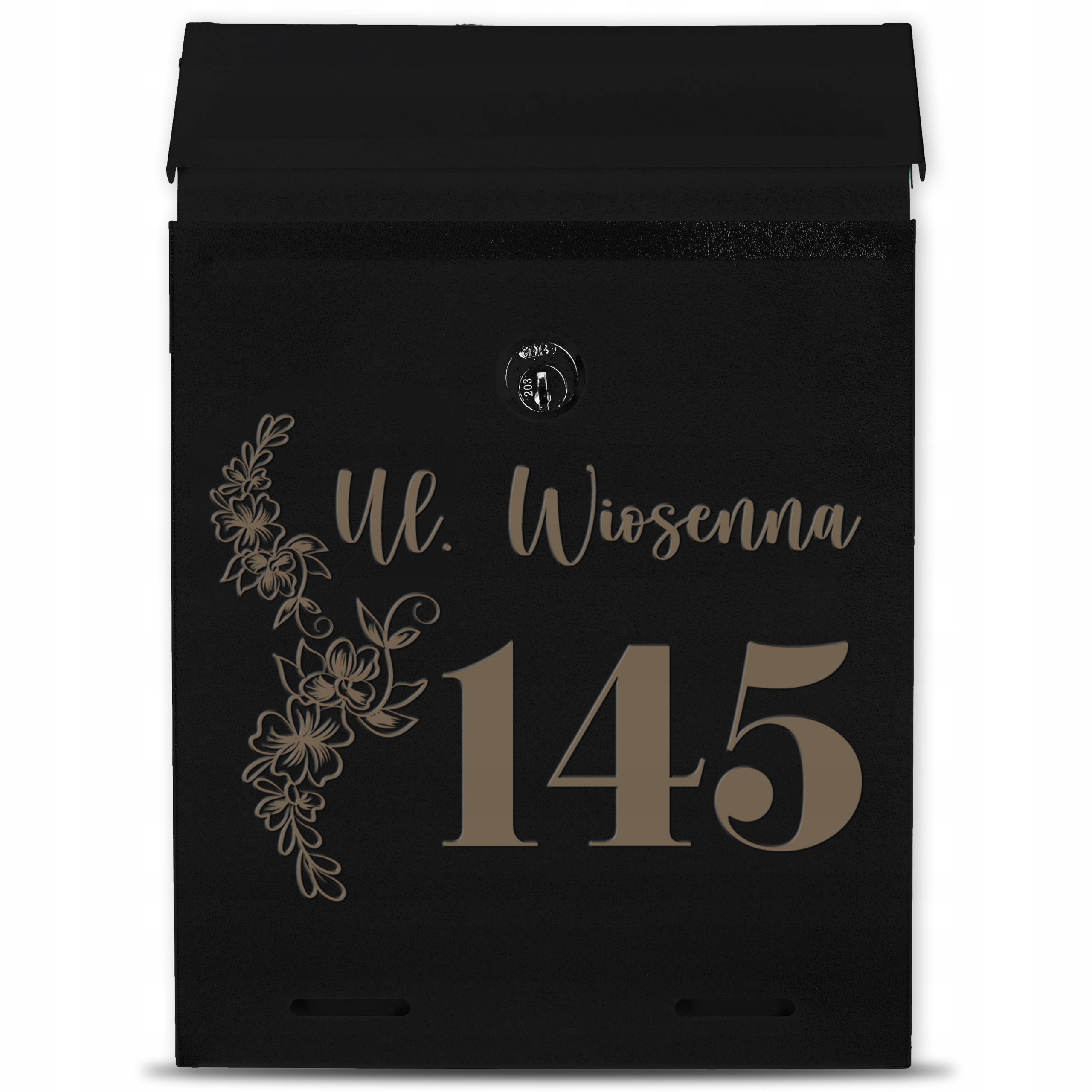 Poštovní Schránka Na Dopisy Personalizovaná Kov Černá C5 Gravírování Adresa