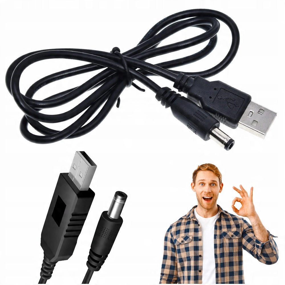 

Konwerter Kabel Usb DC Przetwornica 12V 2.1x5.5 1M
