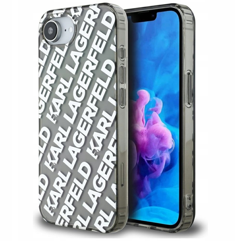 Pouzdro Karl Lagerfeld IML Repeat Logo pro iPhone 16e, stříbrné