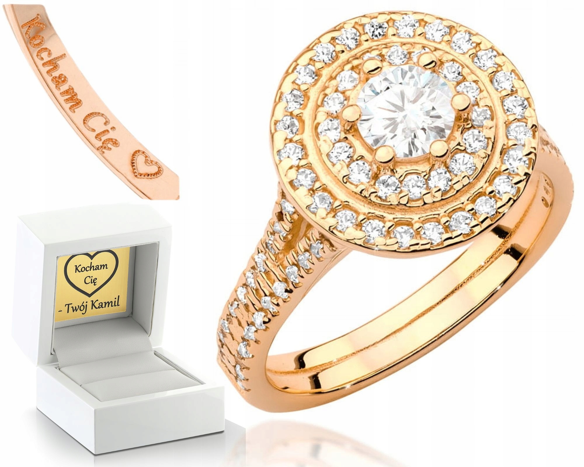 Růžové Zlato Prstýnek S Brilianty Diamanty 585 Gravírování