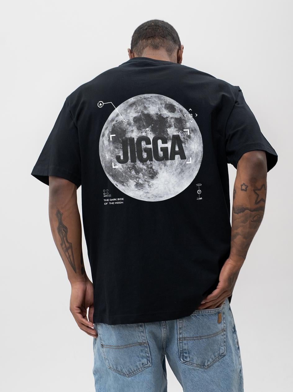 Tričko Oversize Tričko s krátkým rukávem Černá Jigga Wear Měsíc XXL