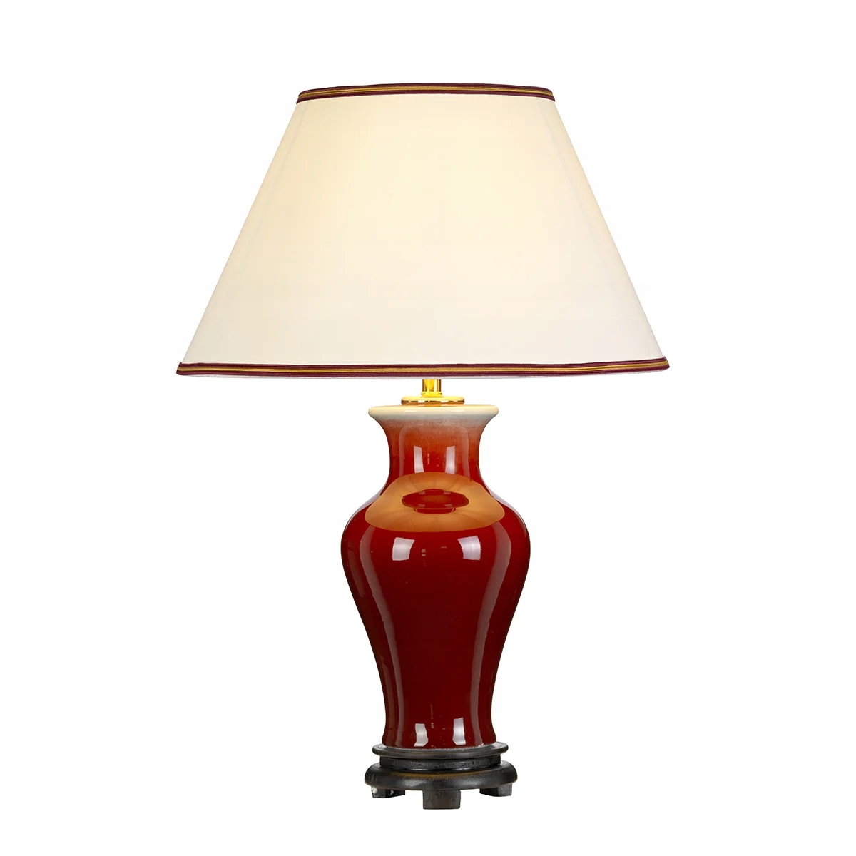 Keramická stolová lampa červená s krémovým tienidlom Designer's Lightbox