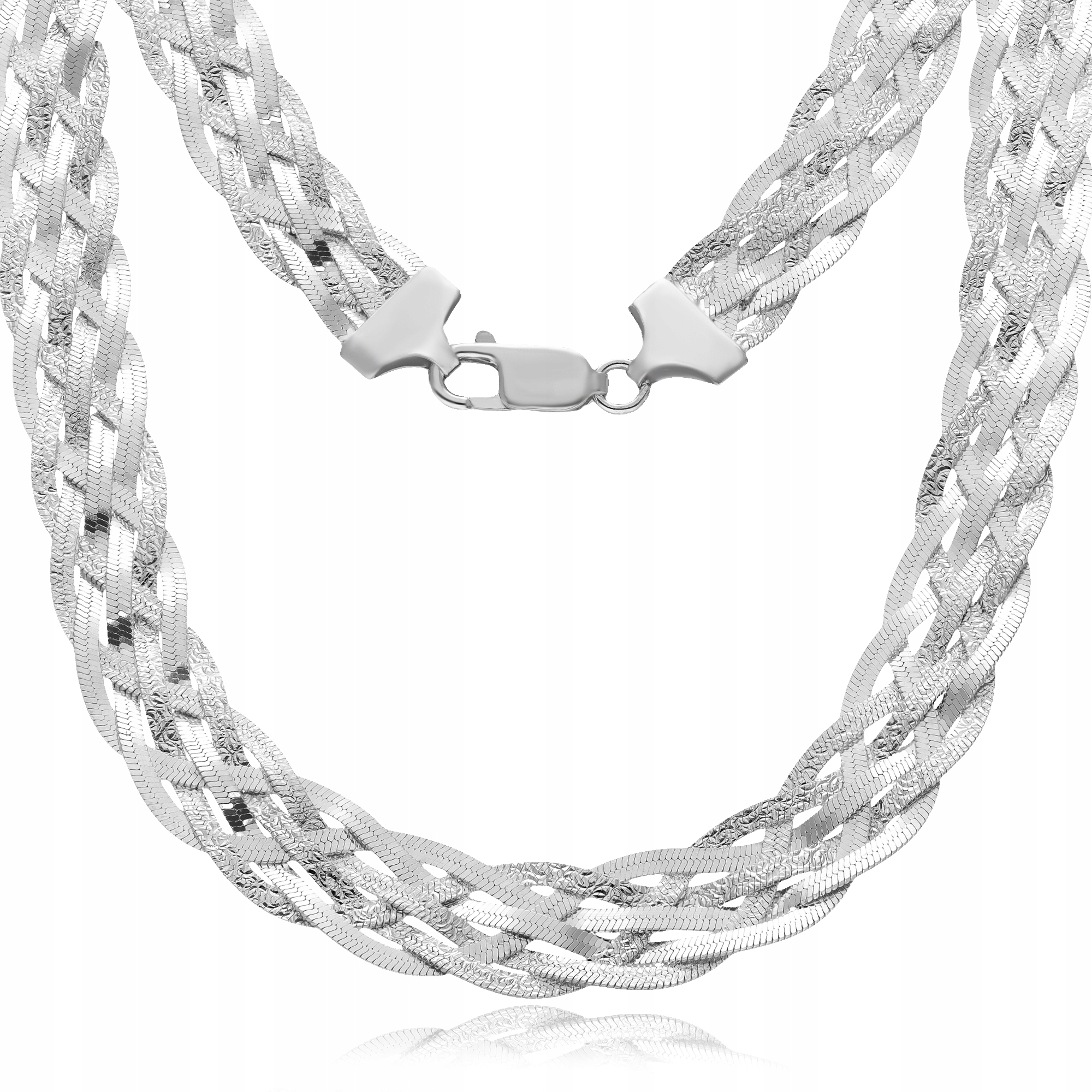 Stříbrný Náhrdelník S Pletenou Copánkovou Páskou 45