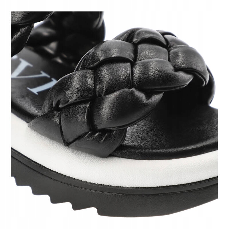 Czarne Stylowe Klapki Sca'Viola Wsuwane Obuwie Damskie Rozmiar 41