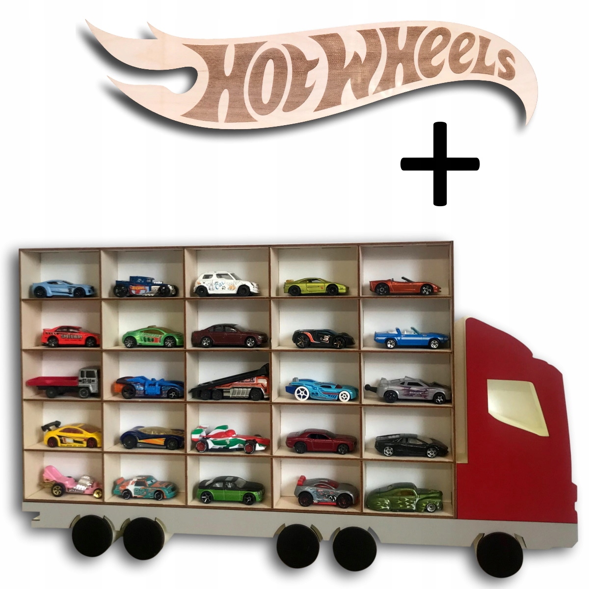 

Półka na 25 resoraków sklejka 5cm napis lub imię