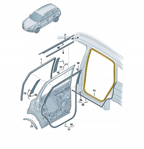 WEWNETRZNA USZCZELKA DRZWI TYLNE L P AUDI Q7 Parts manufacturer Audi original OE
