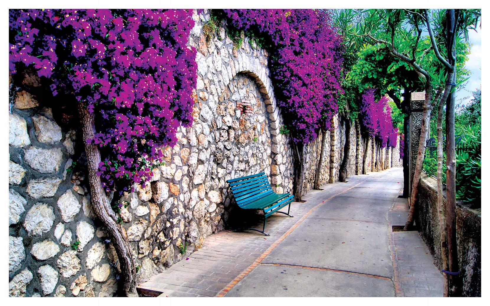 Vliesová fototapeta Fialová Arkádie Květiny Kámen Zahrada 350x250 lepidlo