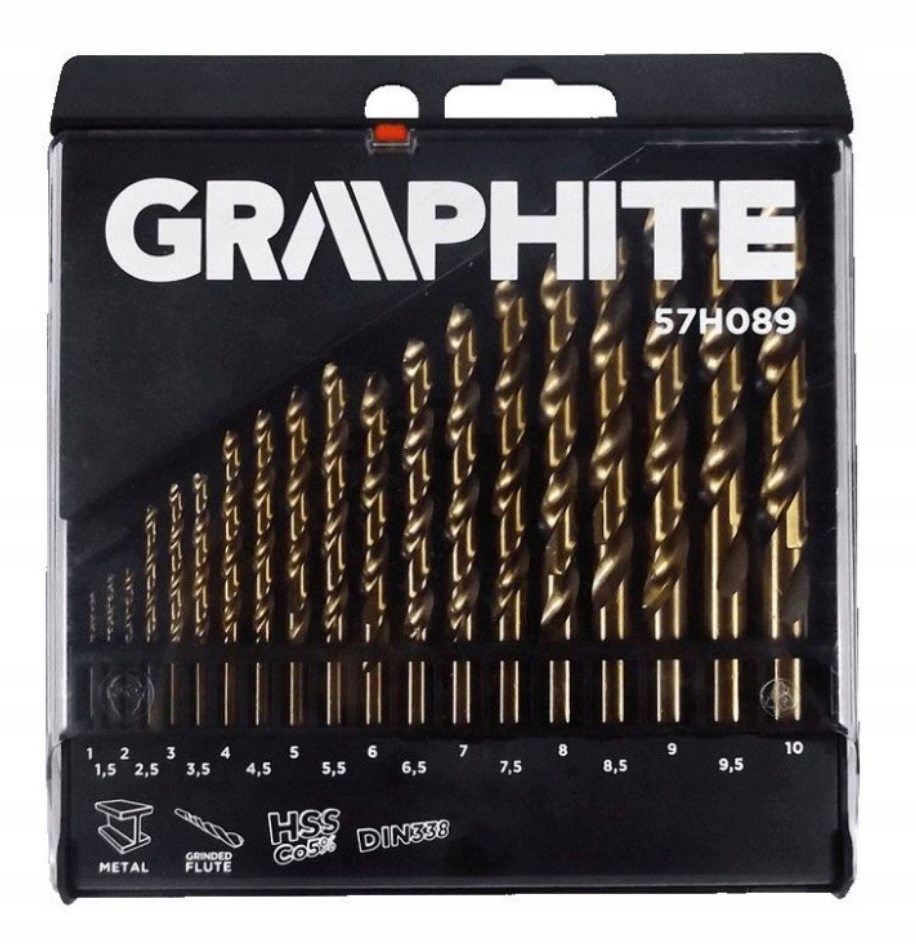 Graphite Vrtáky do kovu HSS-Co 1.0-10.0 mm, sada 19 ks 57H089
